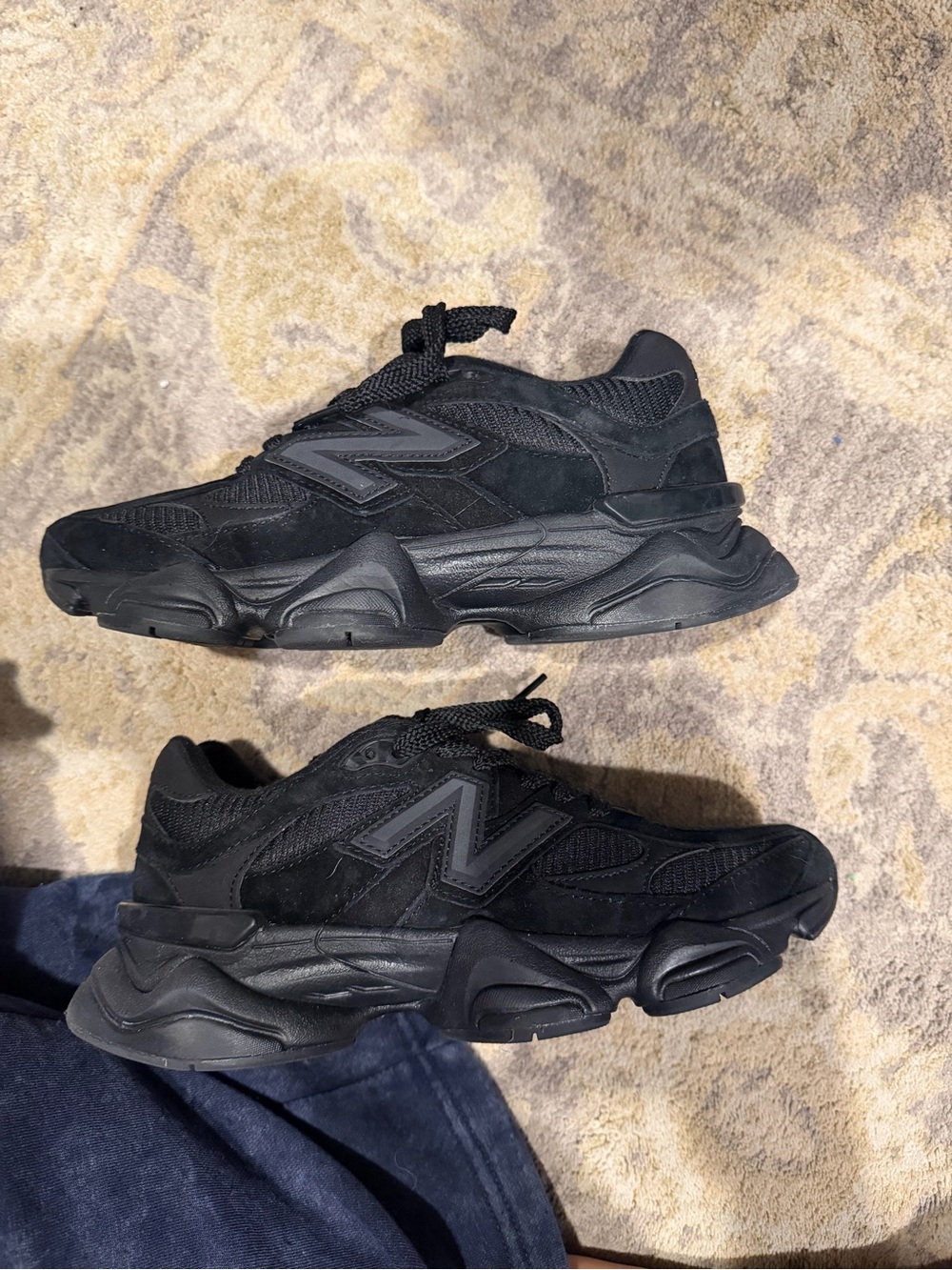 New Balance 9060 Black Mesh & Suede Athletic Sneakers